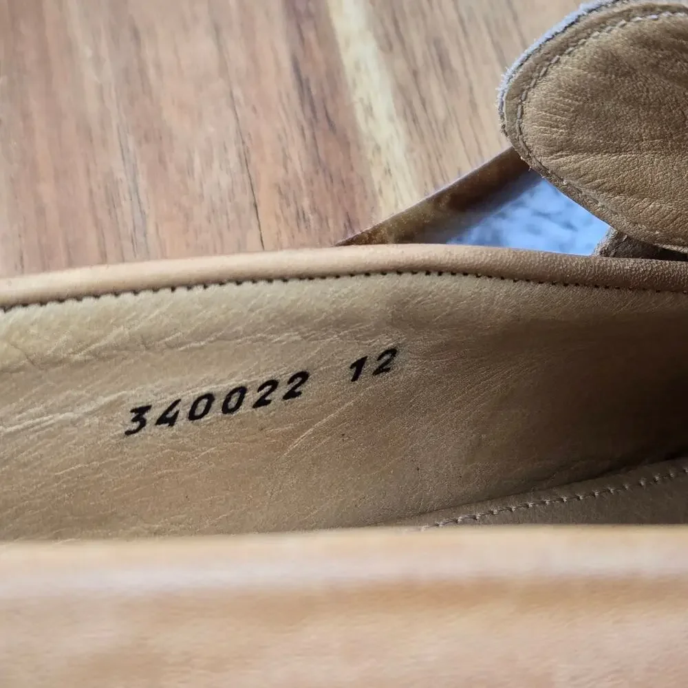 Martin Dingman Mens 12 Tan Brown Leather Casual Split Toe Italy Penny Loafer